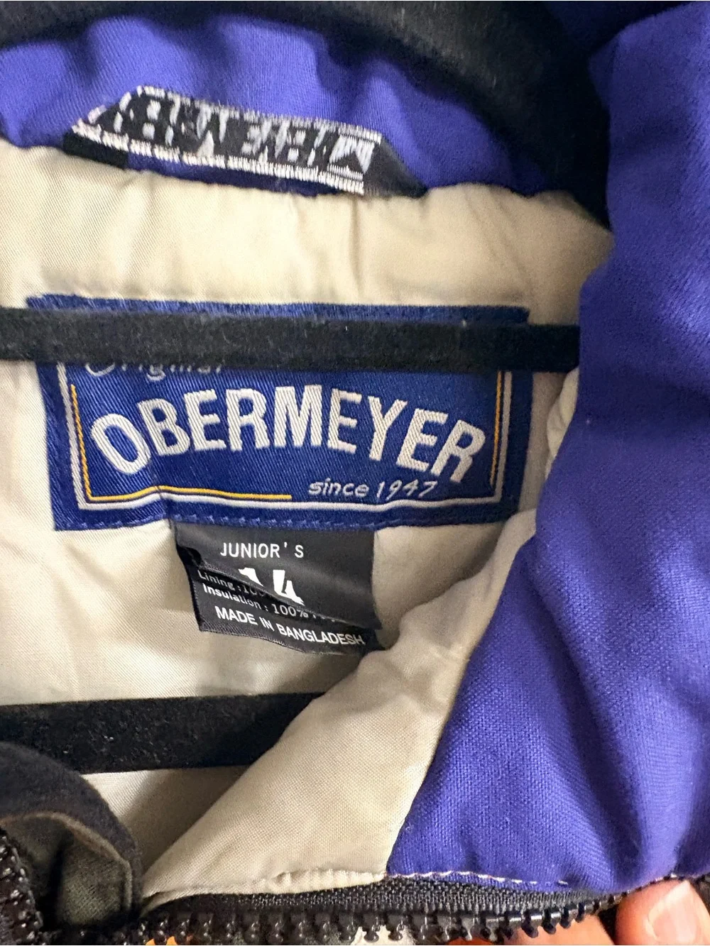 Obermeyer Orange and Cream Performance Jacket with Blue Trim